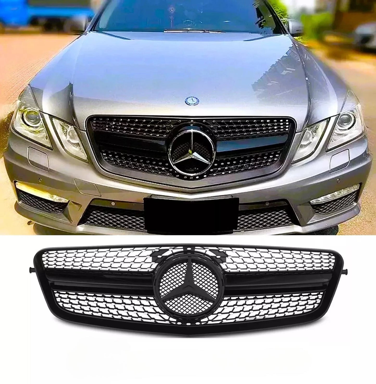 🔥Griglia stile AMG DIAMOND nera lucida per Mercedes Classe E W212 09-13🔥