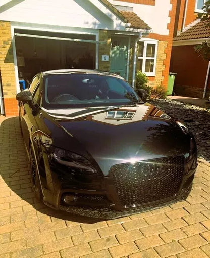 ✨Griglia anterior Audi TTRS Style TT TTS Griglia a nido d'ape nera lucida 06-14✨