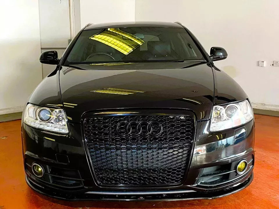 ✨Griglia Audi RS6 Style A6 S6 C6, griglia a nido d'ape nera lucida 05-12✨