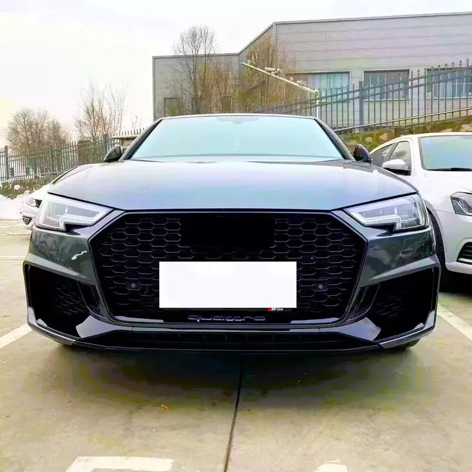 ✨Griglia Audi RS4 Style A4 S4 B9, griglia a nido d'ape nera lucida 17-19✨