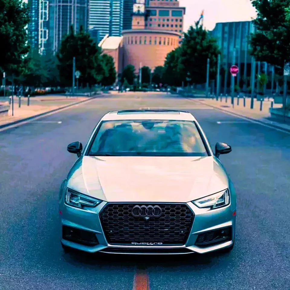 ✨Griglia Audi RS4 Style A4 S4 B9, griglia a nido d'ape nera lucida 17-19✨