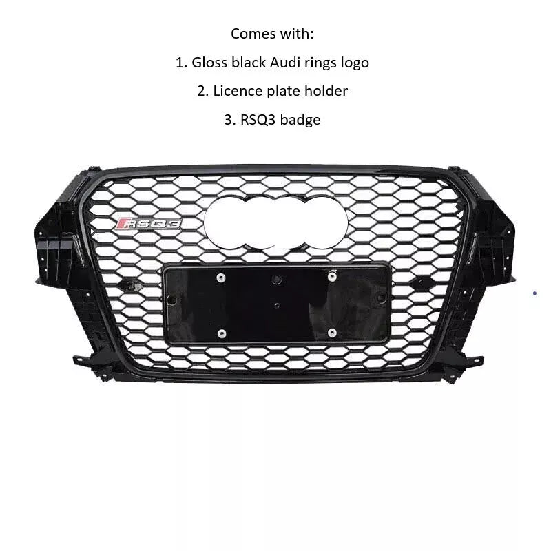 ✨Griglia anteriore Audi RSQ3 Style Q3SQ3 Griglia a nido d'ape nera lucida 13-16✨