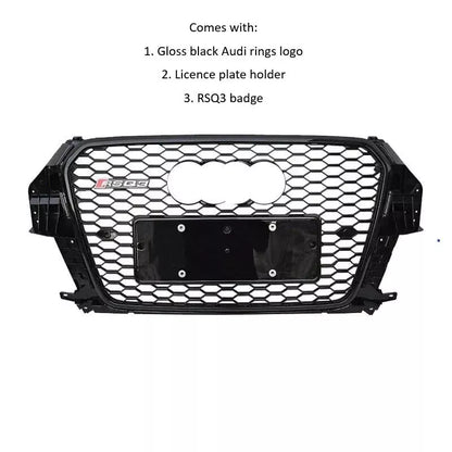 ✨Griglia anteriore Audi RSQ3 Style Q3SQ3 Griglia a nido d'ape nera lucida 13-16✨