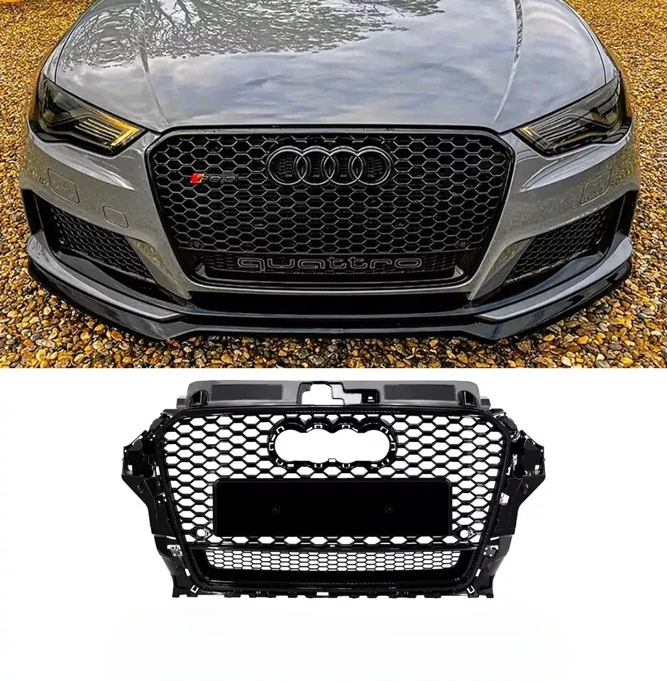 ✨Griglia anteriore Audi RS3 Style A3 S3 8V Griglia a nido nera lucida 13-16✨