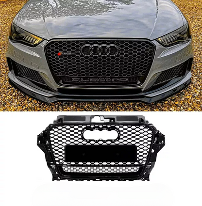 ✨Griglia anteriore Audi RS3 Style A3 S3 8V Griglia a nido nera lucida 13-16✨