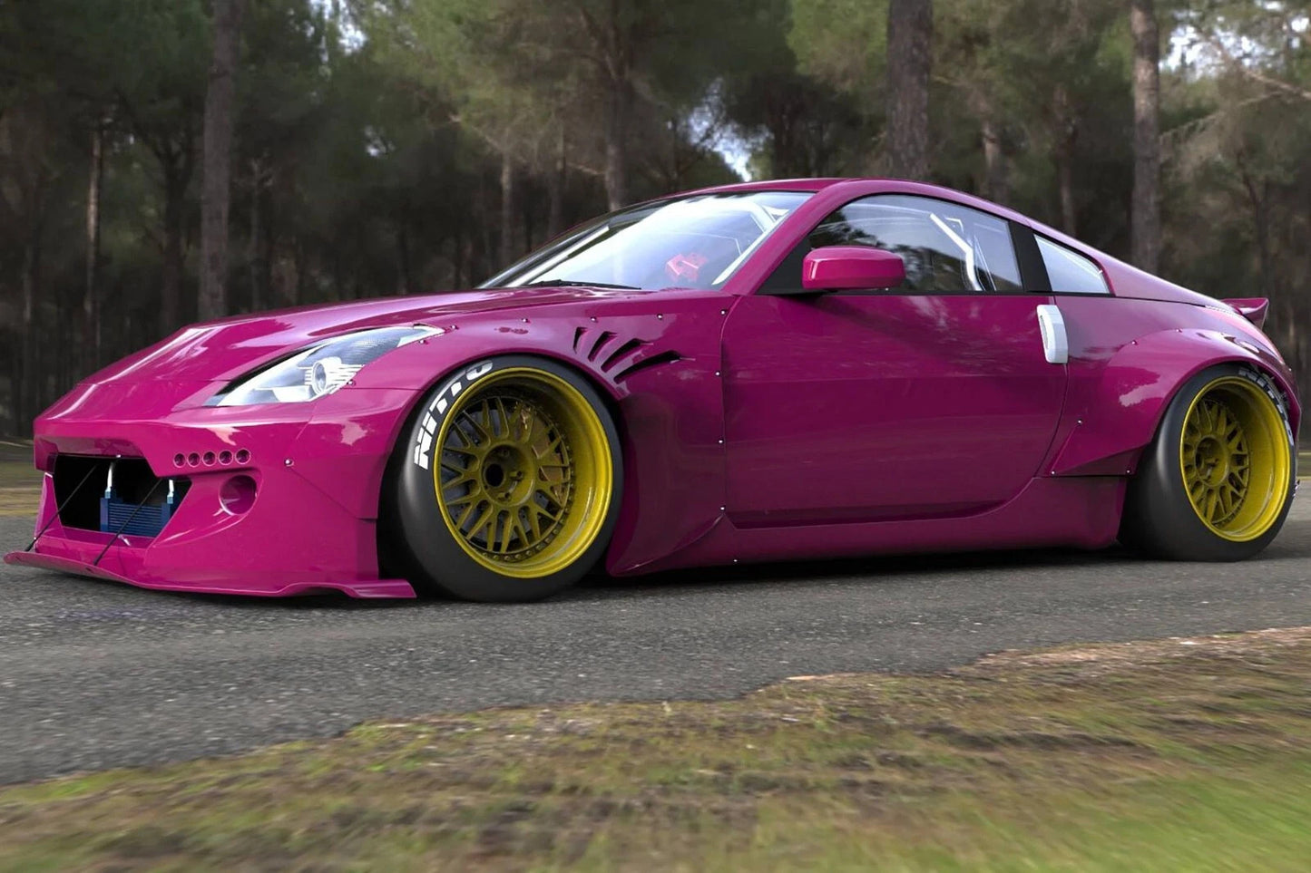 💫 Parafanghi Anteriori Wide Body +50mm per Nissan 350Z – Vetroresina Rinforza💫