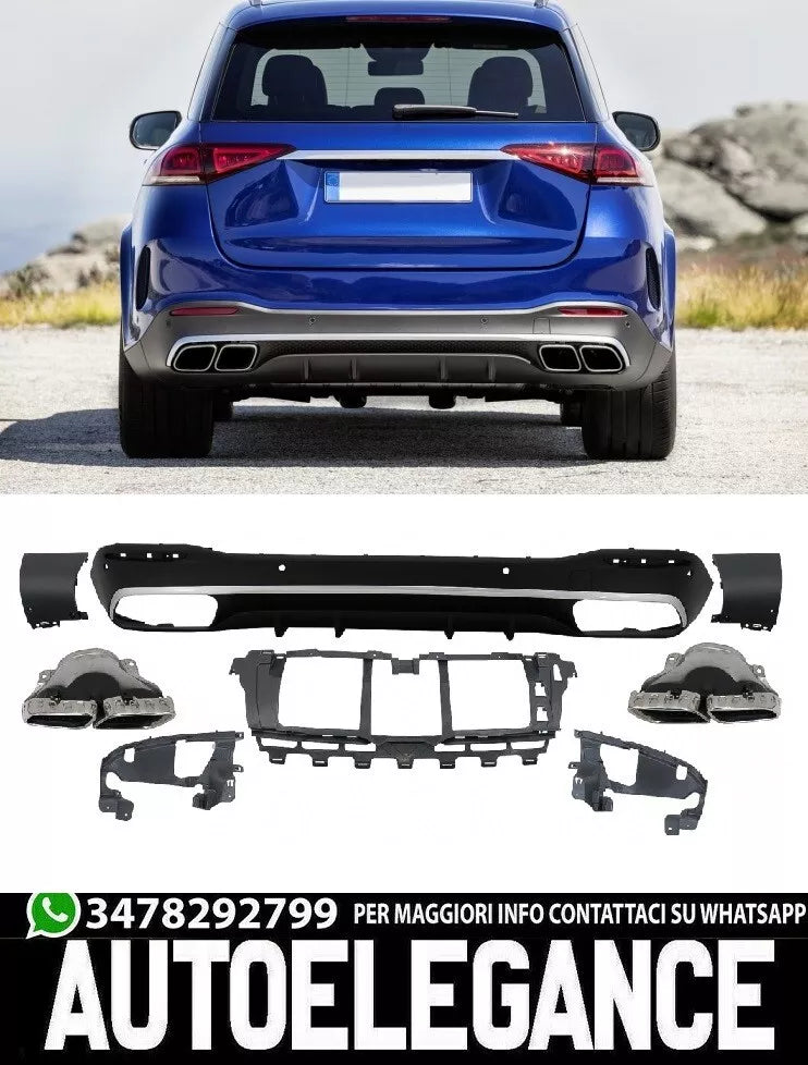 Diffusore posteriore doppio scarico per mercedes gle w167 nero lucido 53 amg pac