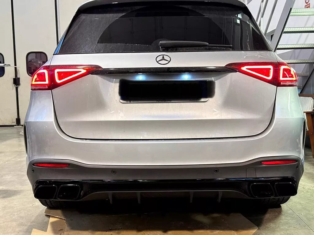 Diffusore posteriore doppio scarico per mercedes gle w167 nero lucido 53 amg pac
