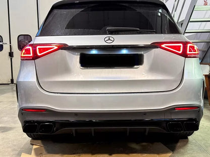 Diffusore posteriore doppio scarico per mercedes gle w167 nero lucido 53 amg pac