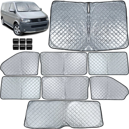 💫Set Parasole Oscuranti (8 Pezzi) per VW Bus Transporter T5 / T6 (2003–2019)💫