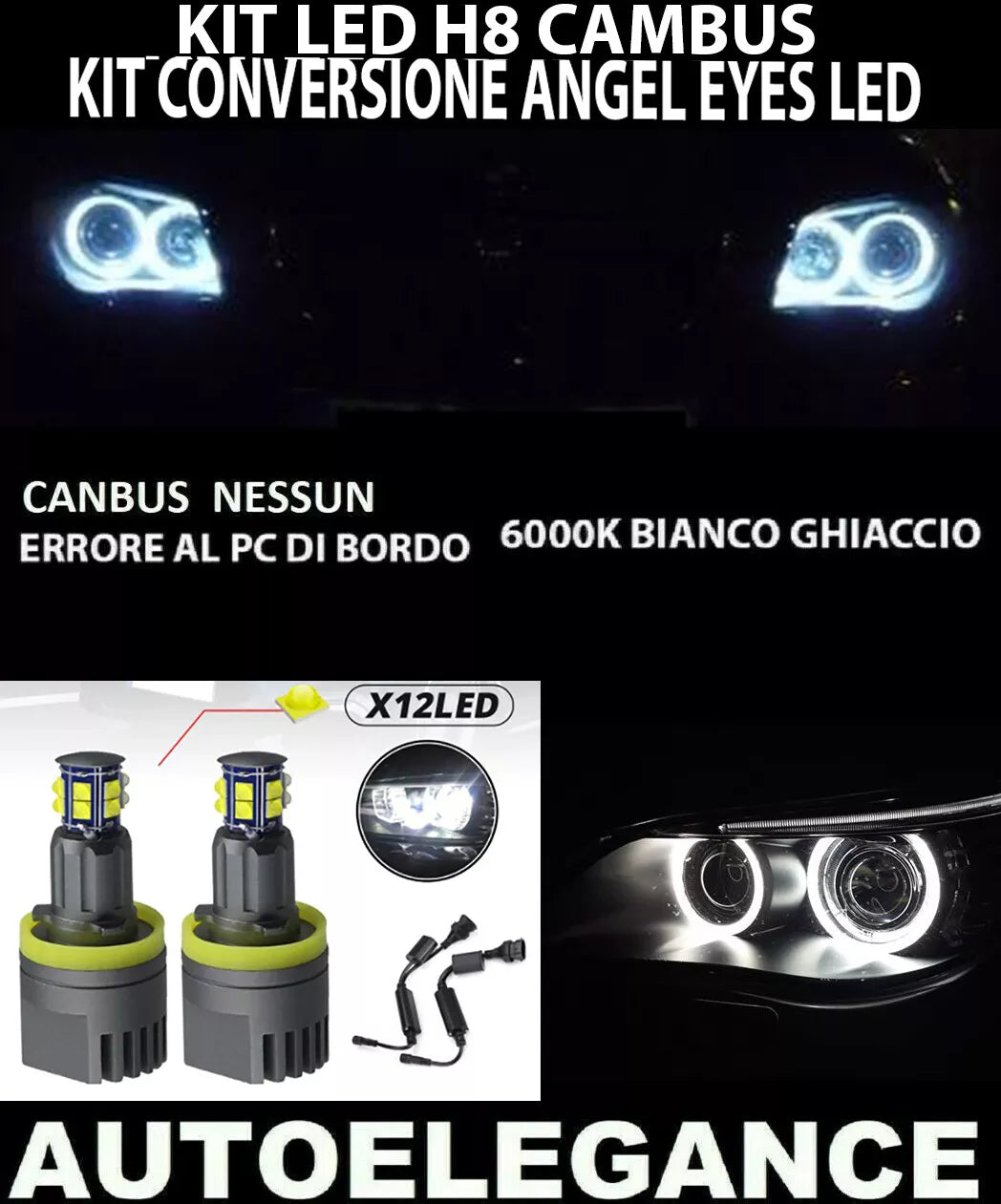 KIT ANGEL EYES LED LED BMW SERIE 1 E87 E81 NO ERRORE SUPER QUALITA 120W
