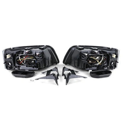 💫 Faro Anteriore H7/H1 Nero in Vetro Trasparente con Motore LWR per VW Bus T5💫
