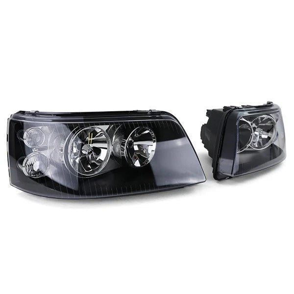 💫 Faro Anteriore H7/H1 Nero in Vetro Trasparente con Motore LWR per VW Bus T5💫