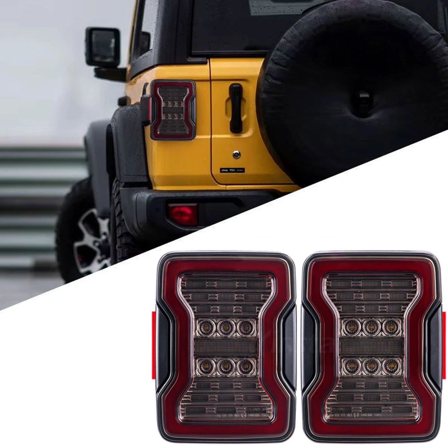 💫 Fanali Posteriori LED Nero Fumo per Jeep Wrangler JK (2007–2018)💫
