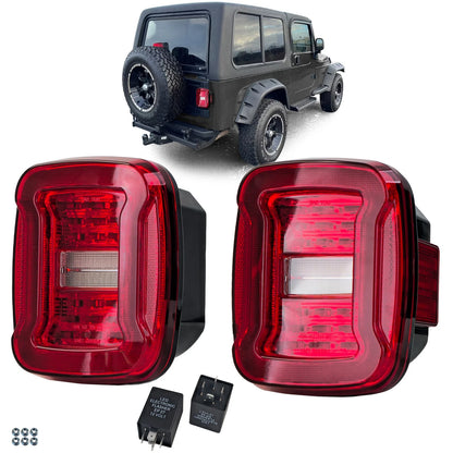 💫Fanali Posteriori a LED Rosso Trasparente per Jeep Wrangler (1986–2007)💫