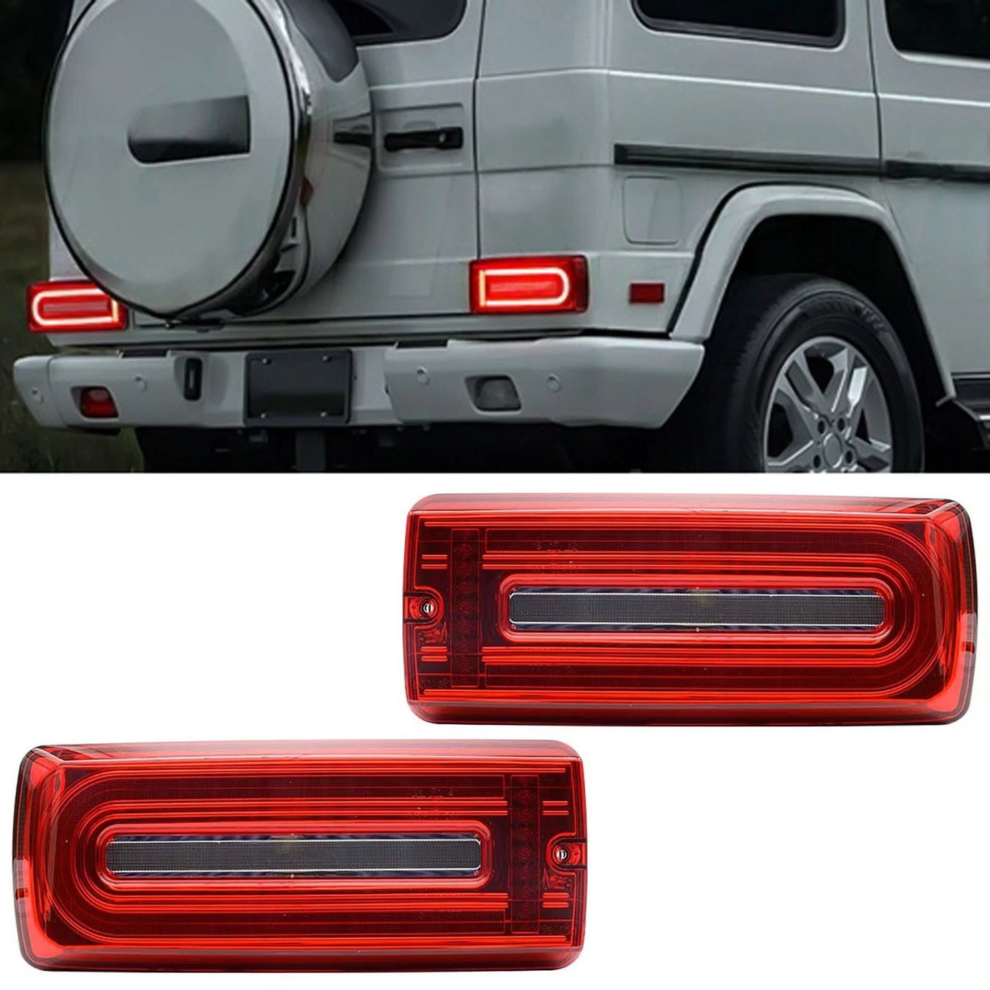💫Fanali Posteriori LED Rosso Trasparente per Mercedes Classe G W463 (–2018)💫