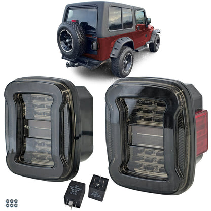 💫Fanali Posteriori a LED Nero Fumo per Jeep Wrangler CJ / YJ / TJ (1986–2007)💫