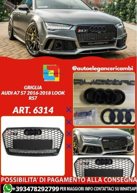 💕ART.6314 GRIGLIA NERA ADATTO PER AUDI A7 S7 2016-2018 RS7 LOOK💕
