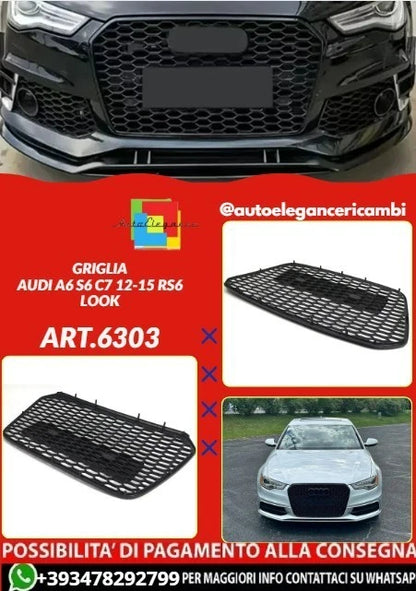 💕ART. 6303 GRIGLIA NERA ADATTO PER AUDI A6 S6 C7 2012-2015 LOOK RS6💕