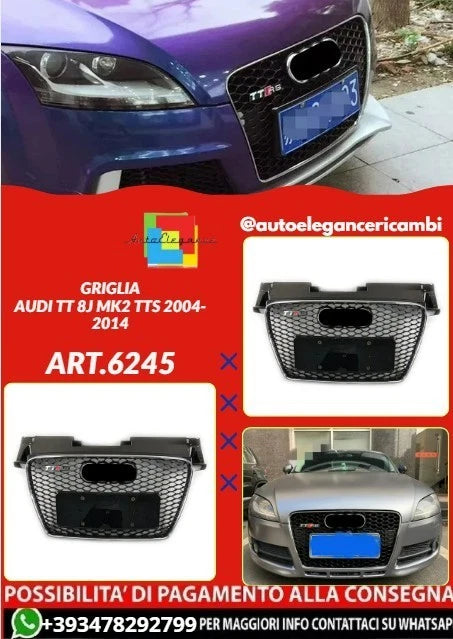 💕ART.6245 GRIGLIA CROMATA ADATTA PER AUDI TT 8J MK2 TTS 2007-2014💕