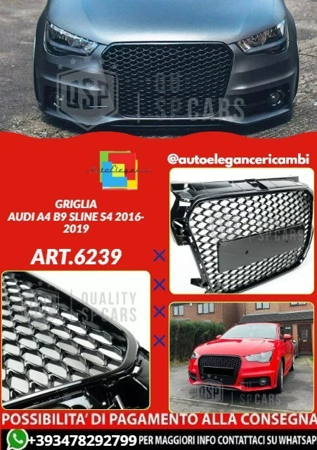 💕ART.6239 GRIGLIA NERA LUCIDA ADATTA PER AUDI A1 8X 2010-2014 LOOK RS1💕