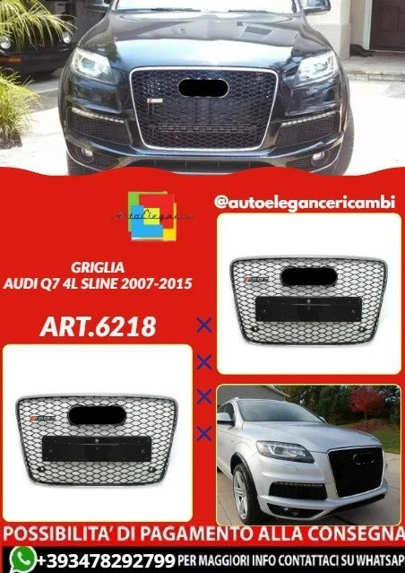 💕ART.6218 GRIGLIA RADIATORE NERA ADATTABILE AD AUDI Q7 4L 2007-2015 RSQ7-LOOK💕
