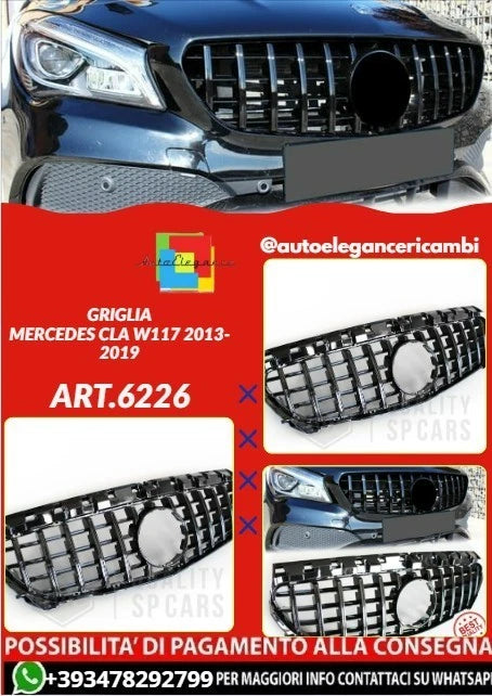 💕ART.6226 GRIGLIA NERA ADATTA PER MERCEDES CLA W117 2013-2019 LOOK AMG💕