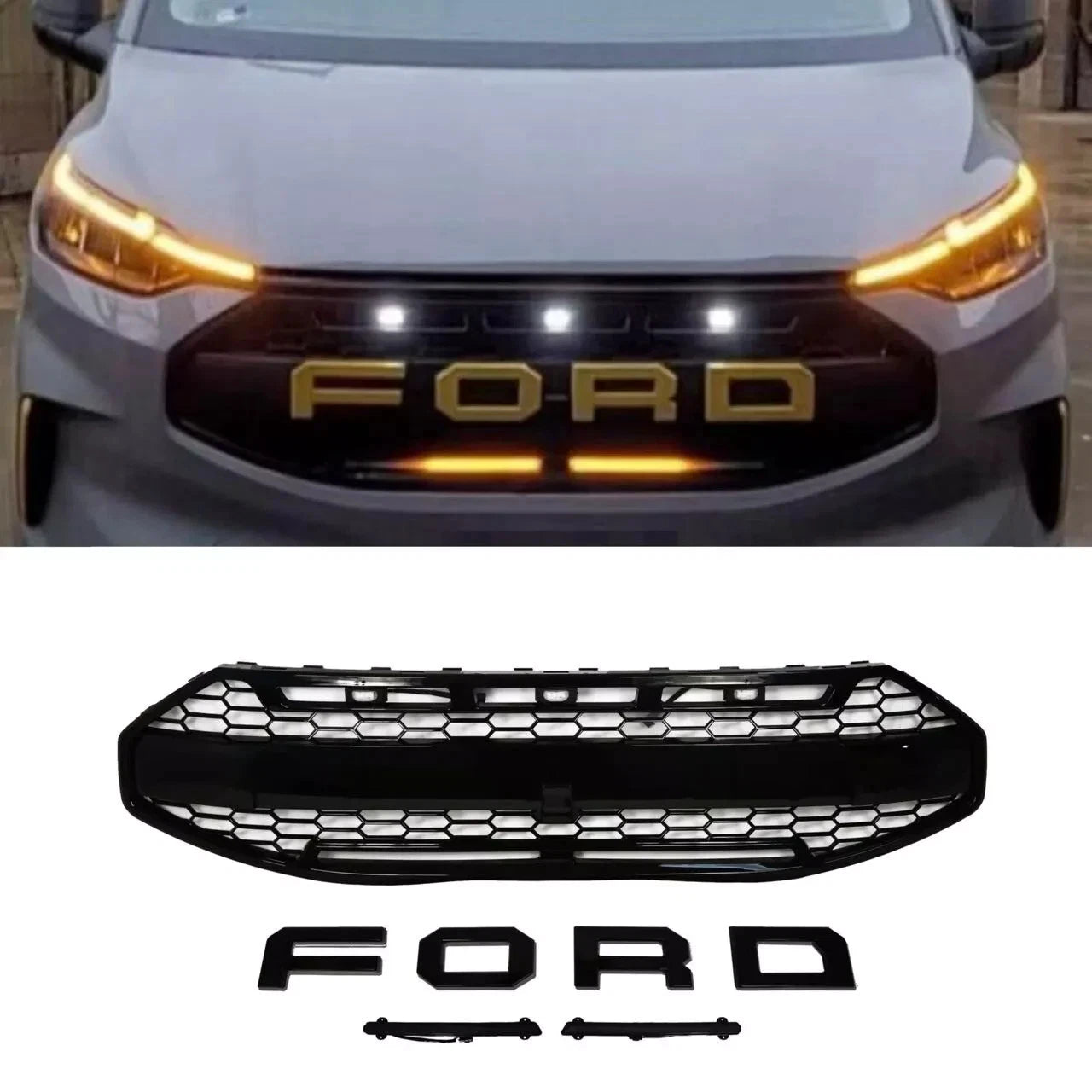 💕ART.6204 GRIGLIA NERA ADATTA PER FORD TRANSIT CUSTOM 2024+ RAPTOR LOOK💕
