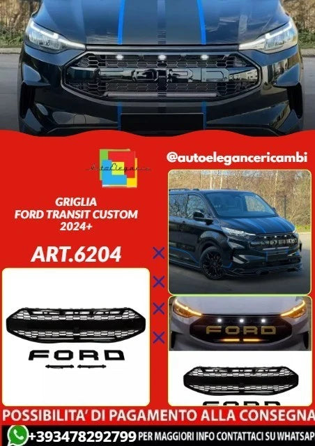 💕ART.6204 GRIGLIA NERA ADATTA PER FORD TRANSIT CUSTOM 2024+ RAPTOR LOOK💕