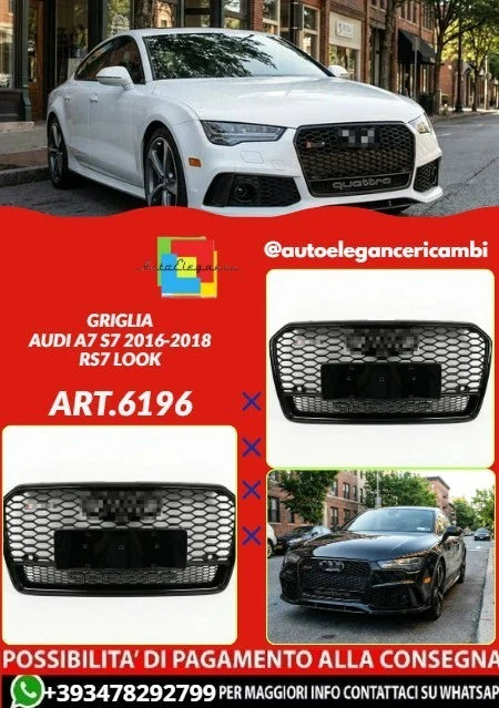 💕ART.6196 GRIGLIA NERA NIDO D'APE ADATTA PER AUDI A7 S7 2016-2018 LOOK RS7💕