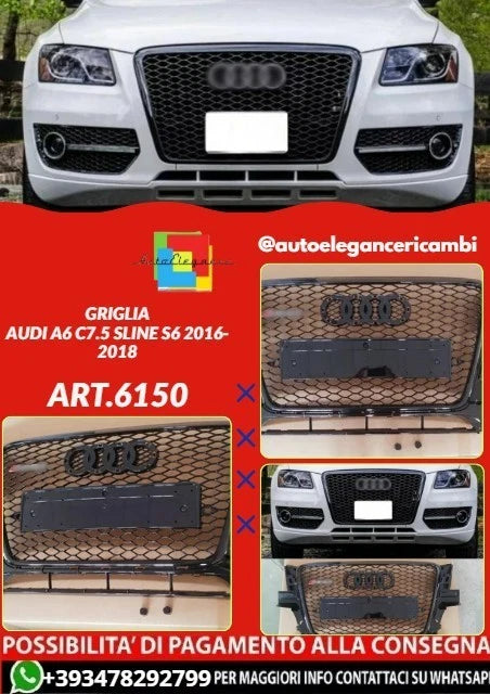 💕ART.6150 GRIGLIA NERA LUCIDA ADATTA PER AUDI Q5 8R 2008-2012 RSQ5 LOOK💕