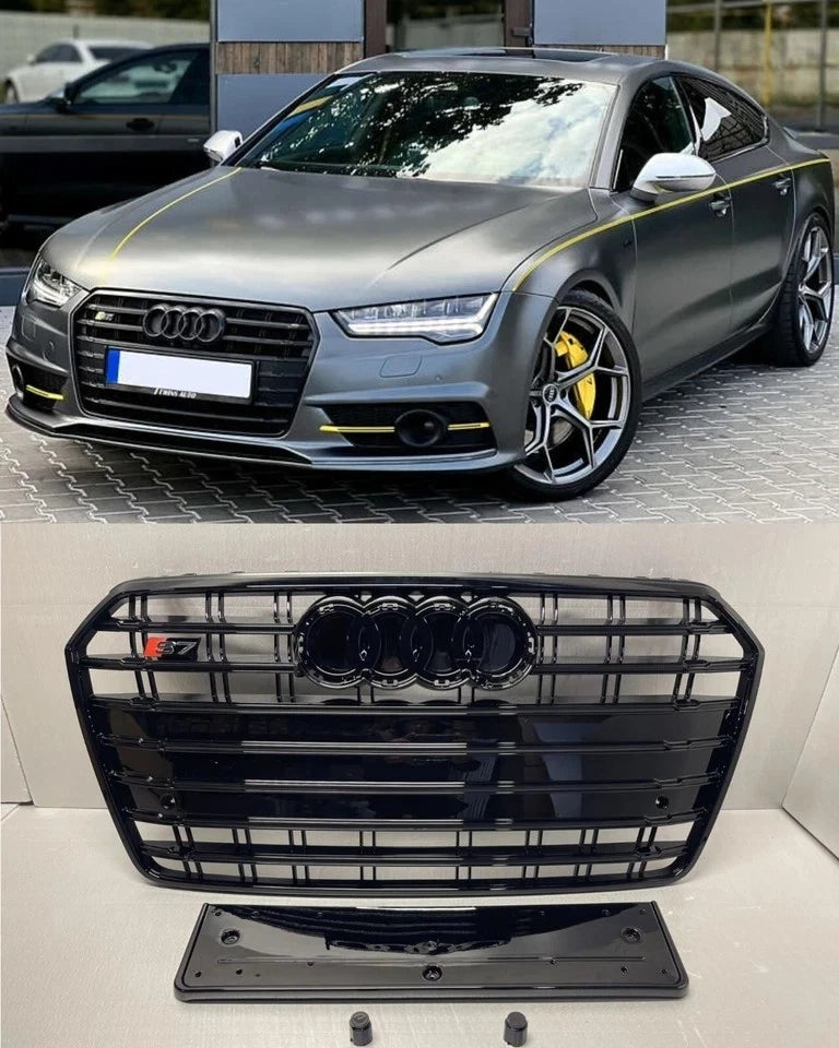 ART.4345 GRIGLIA ANTERIORE NERA S7 LOOK PER AUDI A7 4G 2015+ FACELIFT