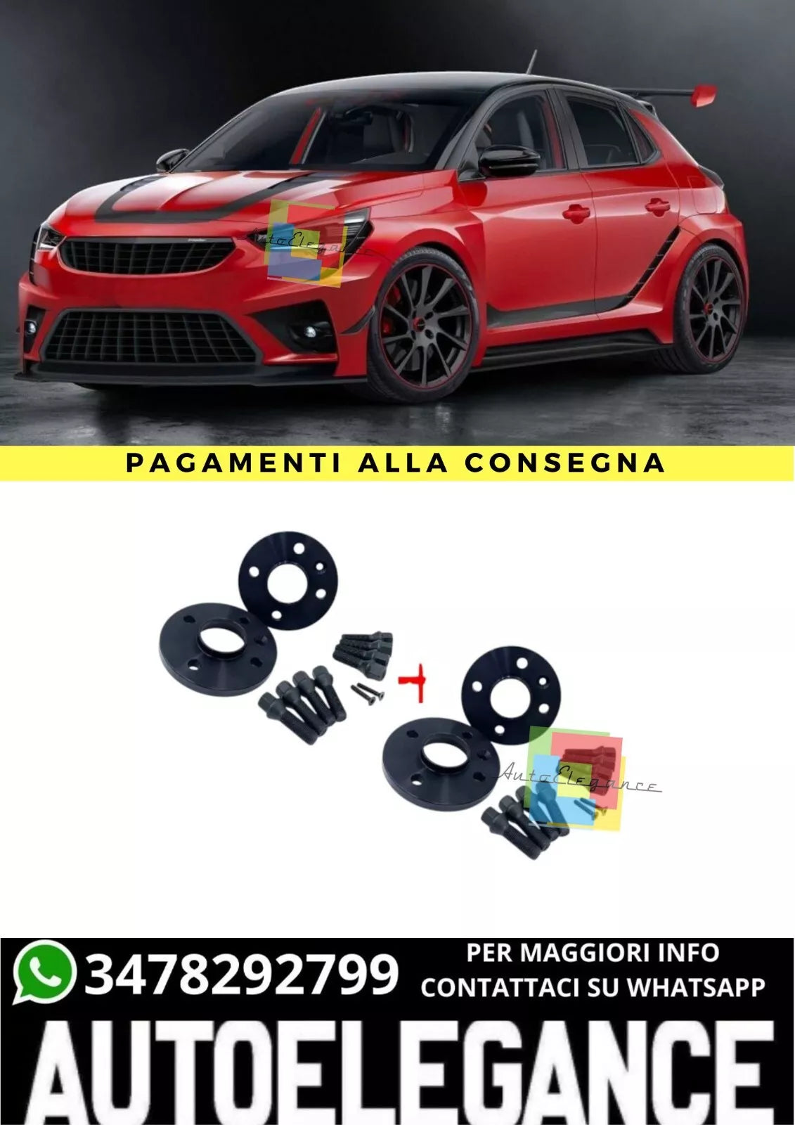 ⭐KIT 4 DISTANZIALI 16+20mm NERO ADATTO PER OPEL CORSA F dal 2020 4 fori⭐