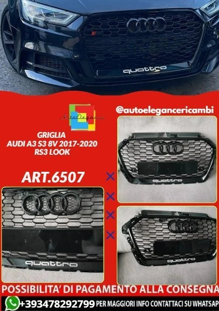 💕ART.6507 GRIGLIA NIDO D'APE ADATTO PER AUDI A3 S3 8V 2017-2020 RS3 LOOK💕