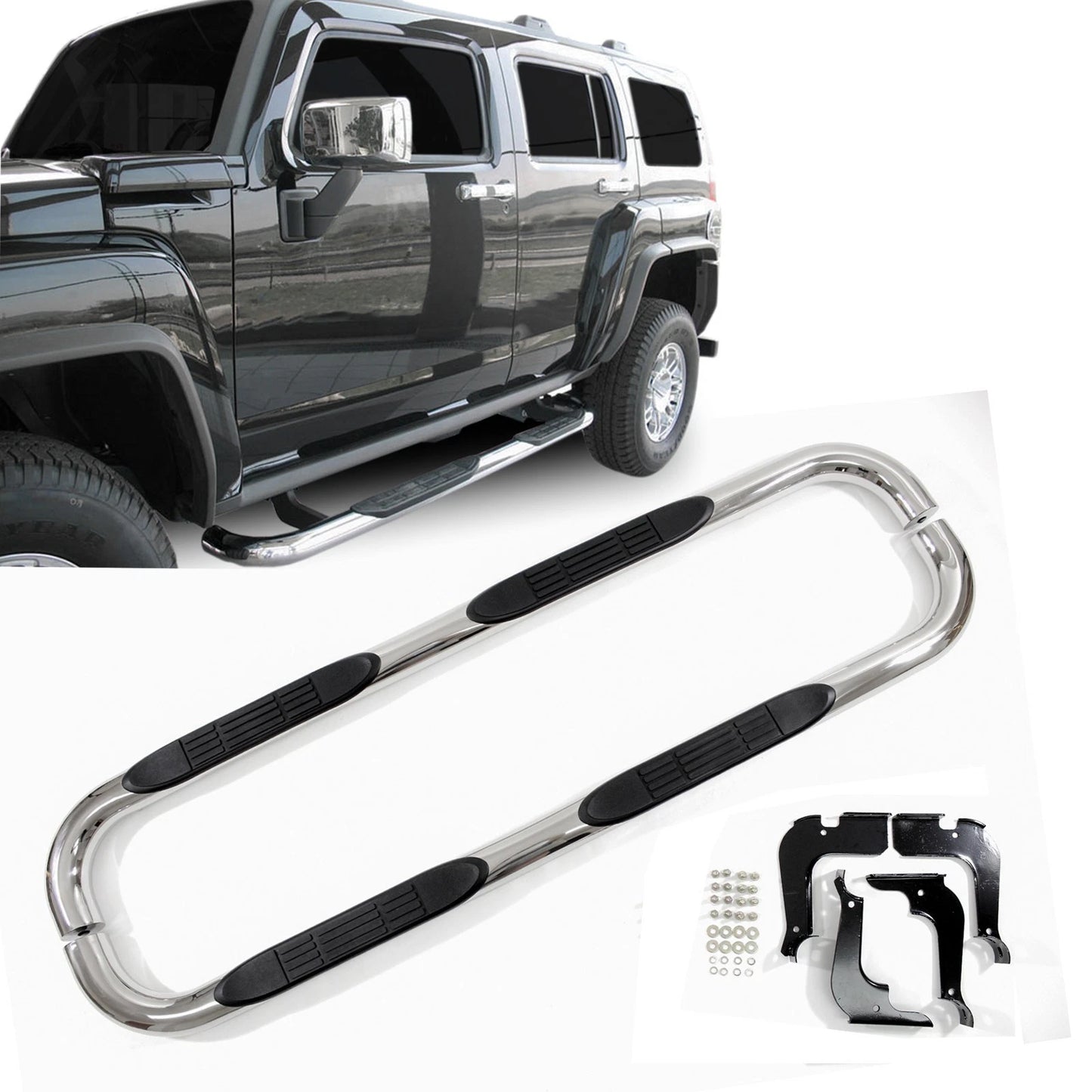 🔥ART.8499 BARRE LATERALI PEDANE INOX ADATTO PER HUMMER H3 2005-2010🔥