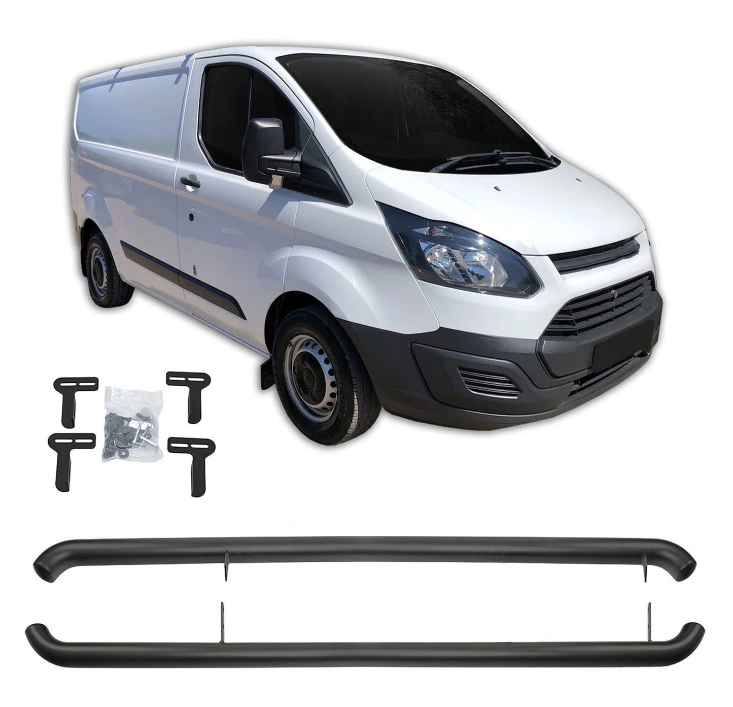 🔥ART.8502 BARRE LATERALI PEDANE INOX ADATTO PER FORD TRANSIT CUSTOM DAL 13-23🔥