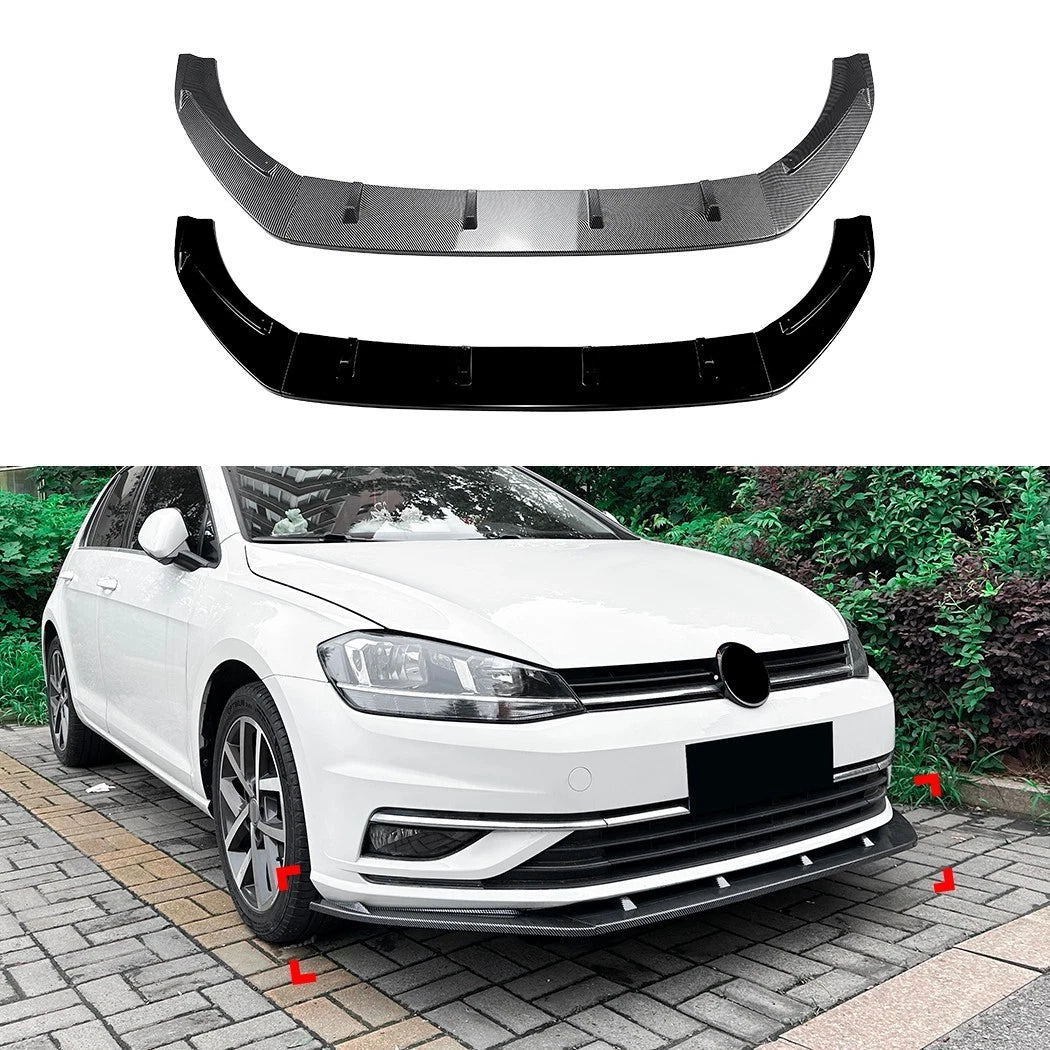 🔥ART.8637 SPLITTER ANTERIORE NERO LUCIDO PER VW GOLF MK7.5 R GTD GTI TSI TDI 🔥