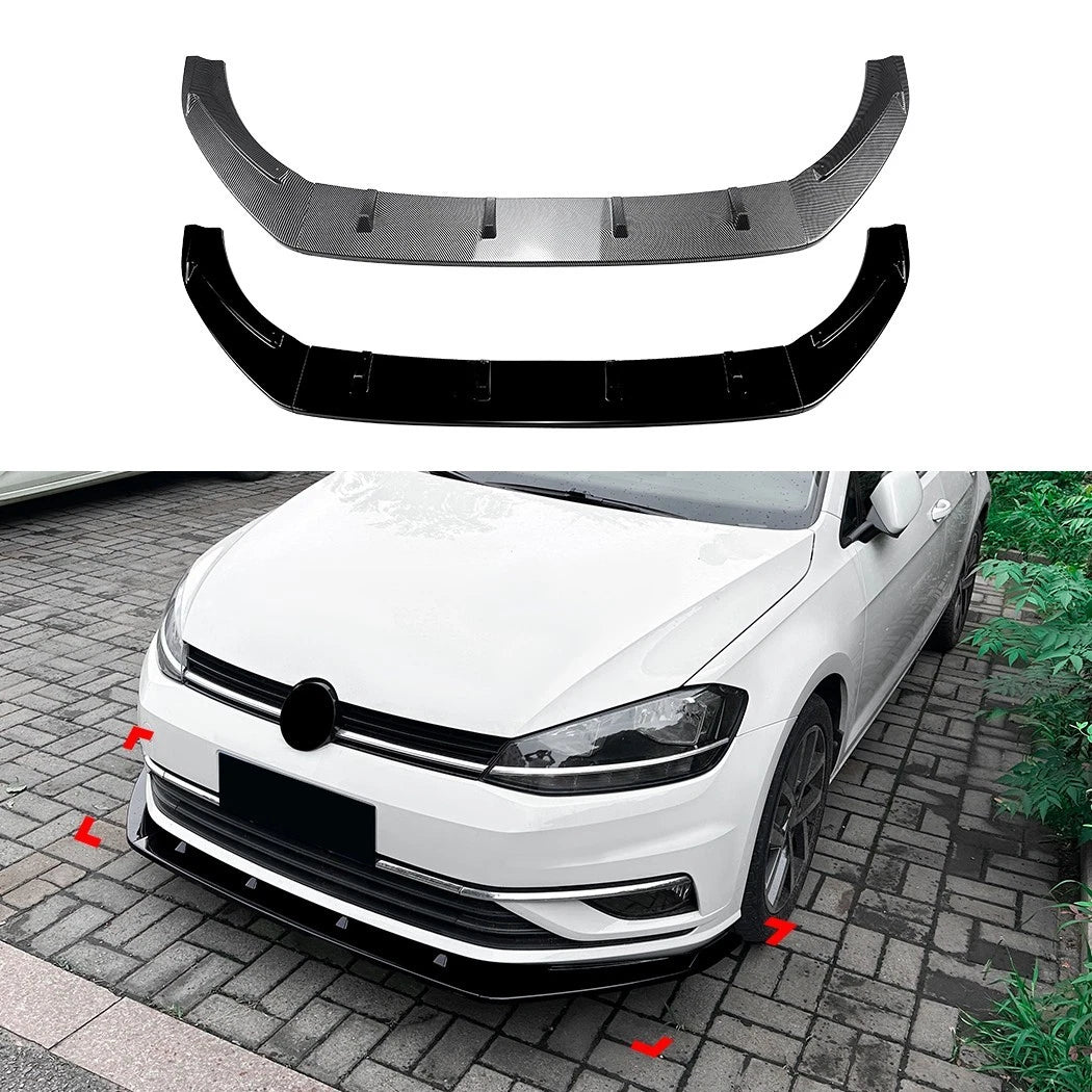 🔥ART.8637 SPLITTER ANTERIORE NERO LUCIDO PER VW GOLF MK7.5 R GTD GTI TSI TDI 🔥