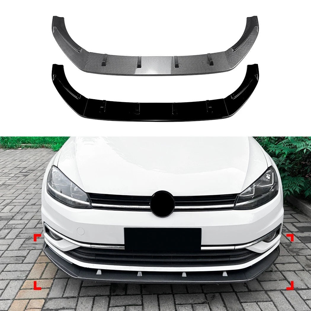 🔥ART.8637 SPLITTER ANTERIORE NERO LUCIDO PER VW GOLF MK7.5 R GTD GTI TSI TDI 🔥