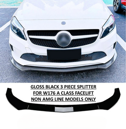 🔥ART.8646 SPLITTER PER MERCEDES CLASSE A W176 NERO LUCIDO  NON AMG-LINE 16-18