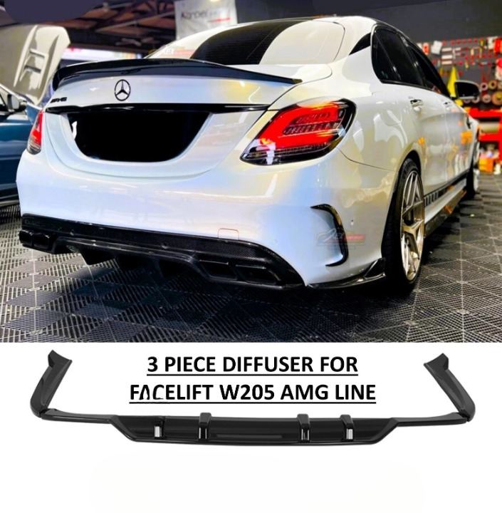 🔥ART.8661 DIFFUSORE POSTERIORE MERCEDES CLASSE C W205 NERO LUCIDO 19-21🔥
