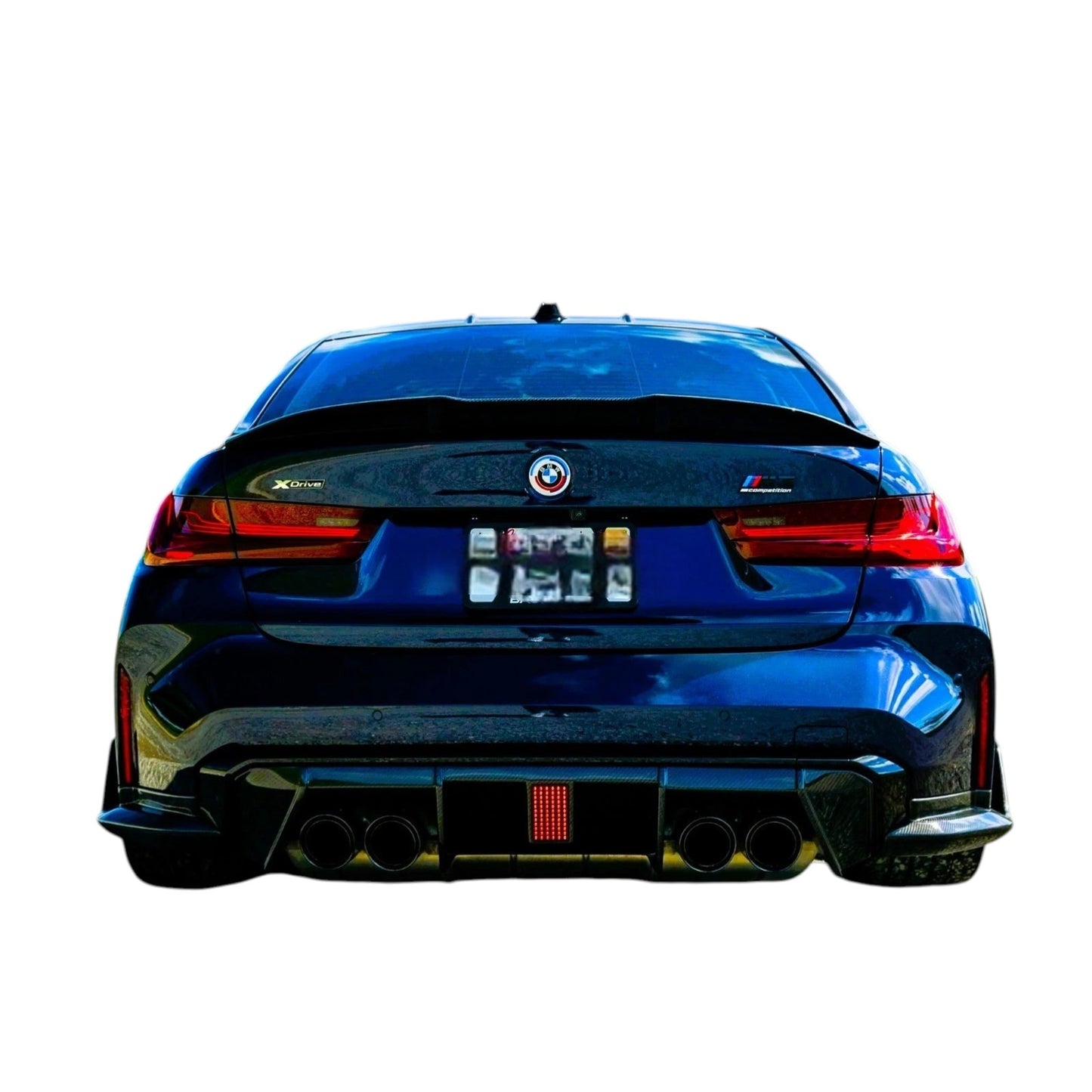 🔥ART.8663 DIFFUSORE POSTERIORE PER BMW M3 M4 G80 G82  NERO LUCIDO LABBRO LED🔥