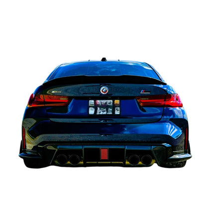 🔥ART.8663 DIFFUSORE POSTERIORE PER BMW M3 M4 G80 G82  NERO LUCIDO LABBRO LED🔥