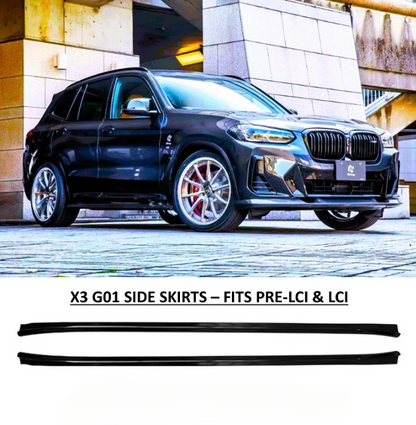 🔥ART.8672 PER BMW X3 G01 NERO LUCIDO GONEE LATERALI ESTENSIONI SDOPPIATORE 🔥