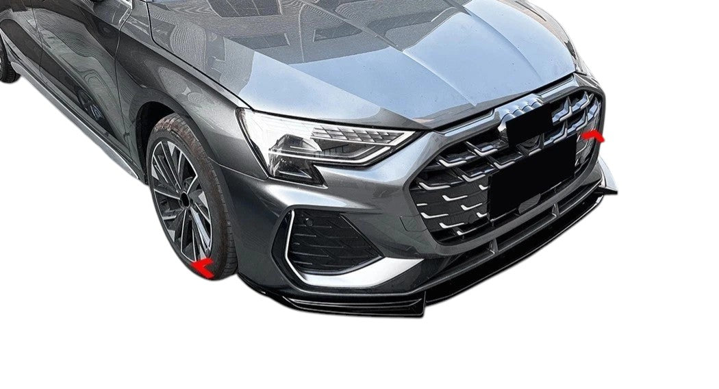 🔥ART.8709 SPLITTER ANTERIORE AUDI A3 S3 S LINE 8Y FACELIFT NERO LUCIDO 2024+🔥