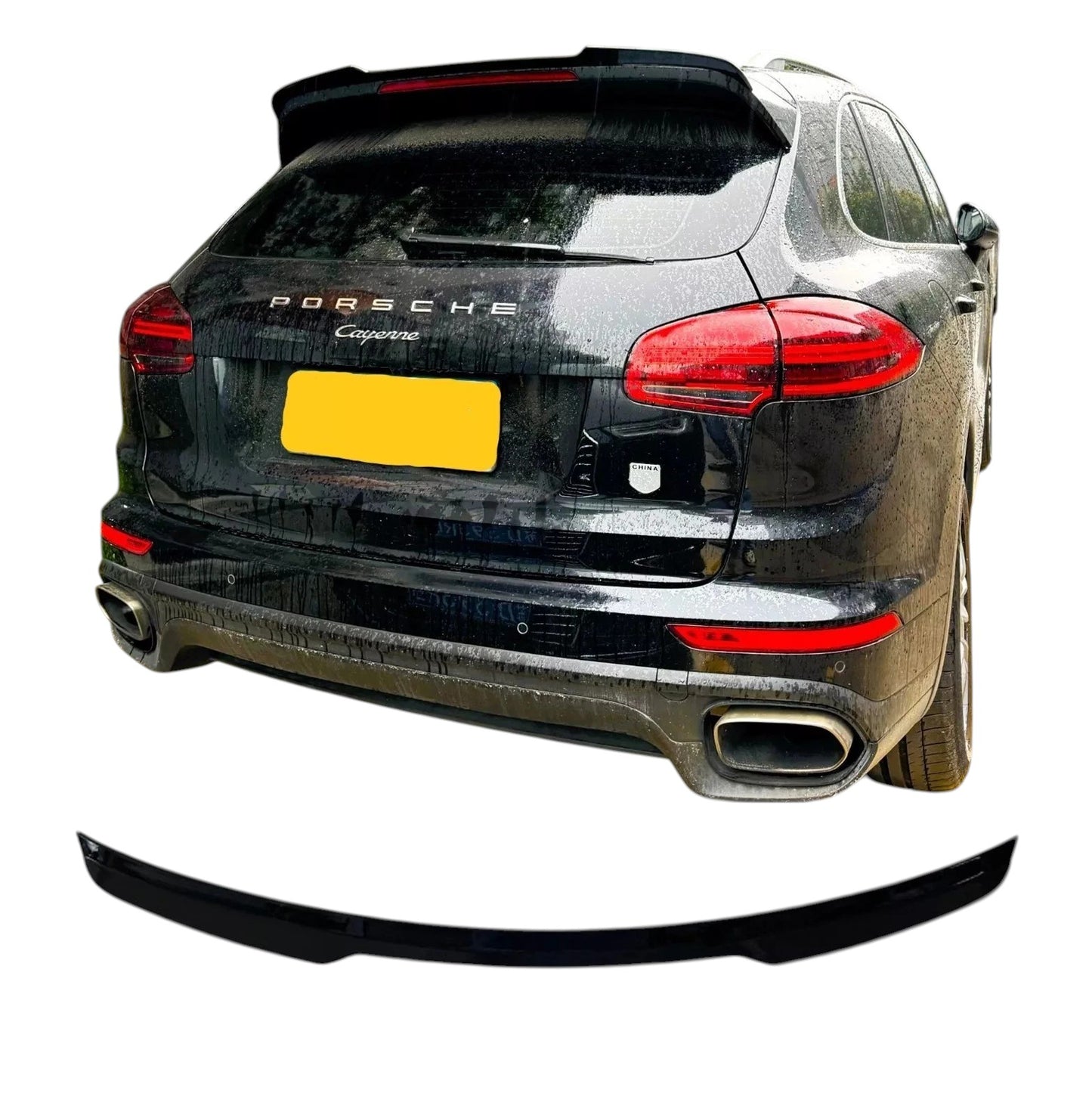 🔥ART.8809 SPOILER LABBRO TETTO NERO LUCIDO POSTERIORE PORSCHE CAYENNE 15-18🔥