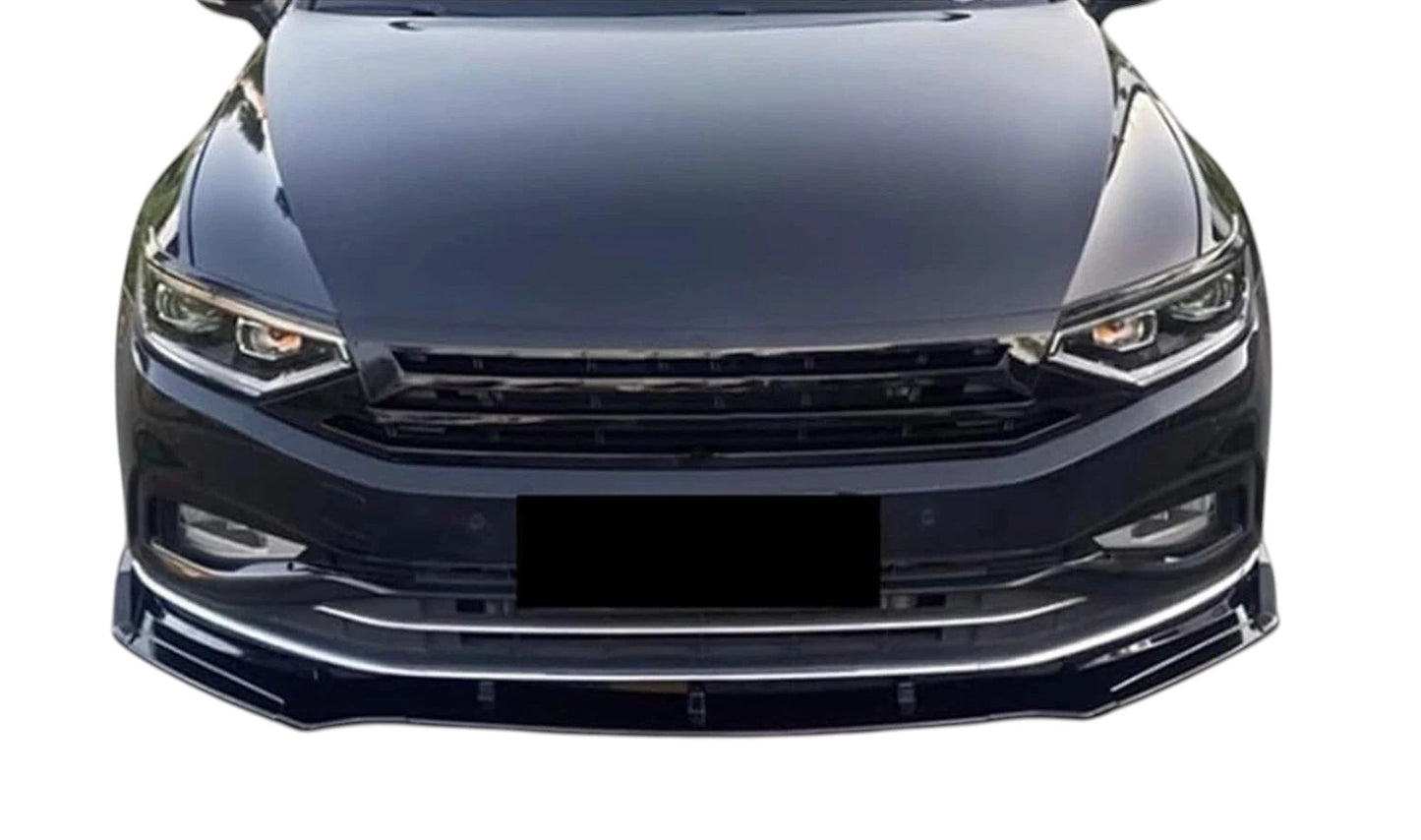 🔥ART.8814 SPLITTER PER VW PASSAT NERO LUCIDO LABBRO CORPO AERO PROLUNGA 14-19🔥
