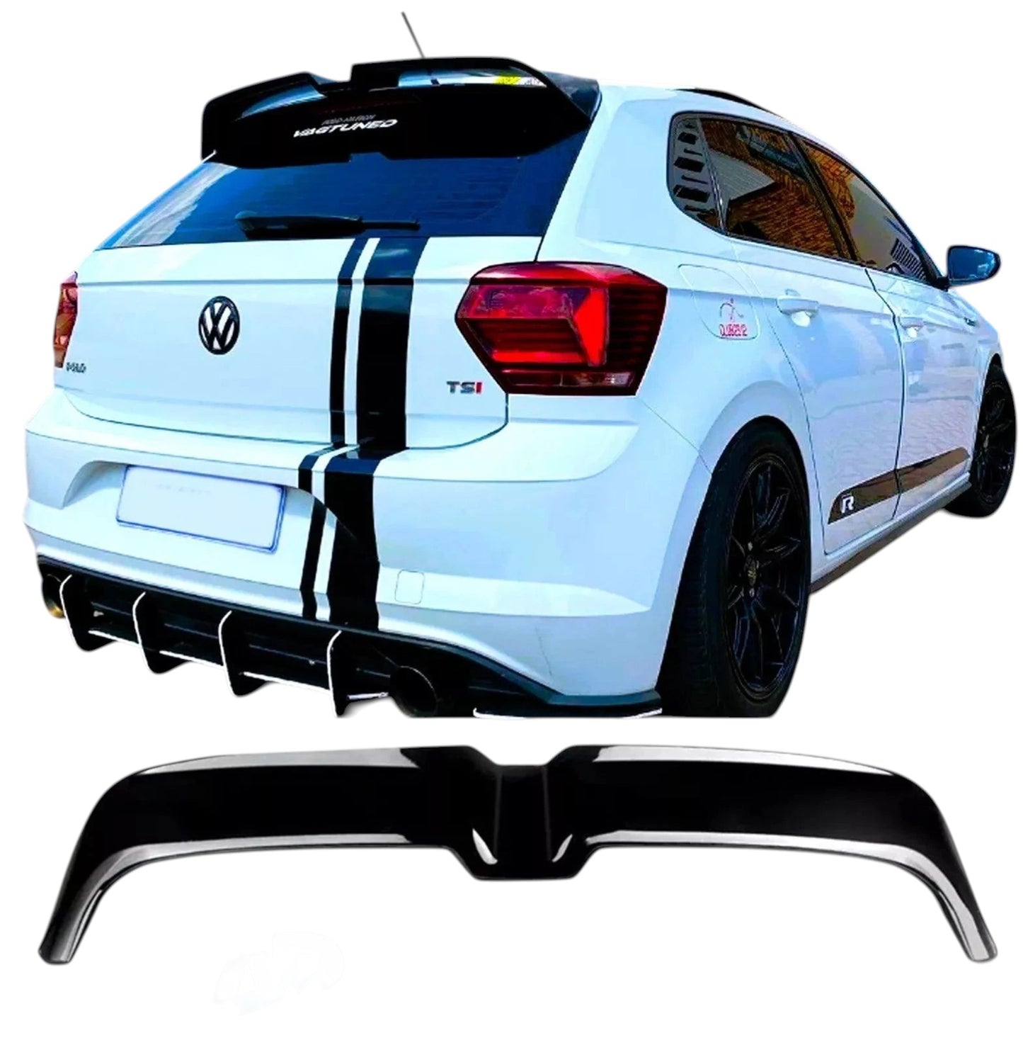🔥ART.8820 SPOILER NERO LUCIDO POSTERIORE VW POLO MK6 AW GTI R STILE OETTINGER🔥