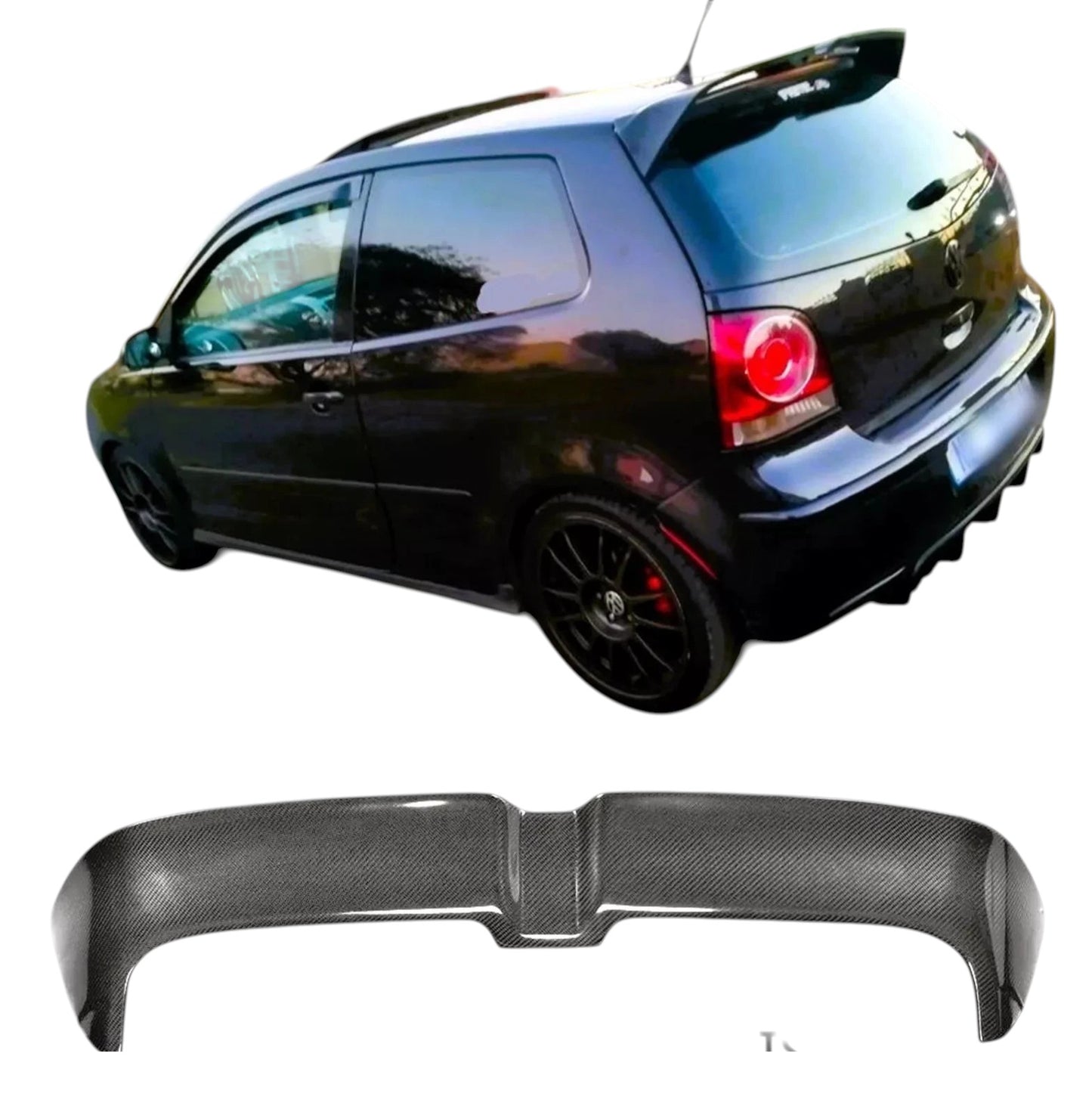 🔥ART.8837 SPOILER FIBRA DI CARBONIO STILE OETTINGER VW POLO MK4 9N 2001-09🔥