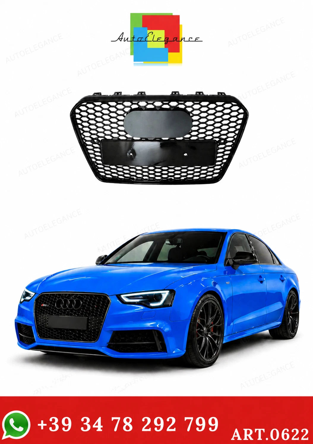🔥ART.0622 GRIGLIA ADATTA PER AUDI A5 2012-2015 LOOK RS5 NERO DESIGN SPORTIVO🔥